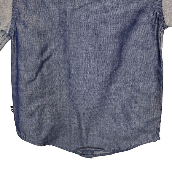 Nautica Boys 4T Blue Chambray Colorblock Short Sleeve Collared Button-Up Shirt - Picture 9 of 13